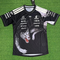 2026 Mercedes Black T-Shirts Racing Suit (Football Jersey Size)小狼头(圆领)