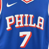 76ERS BROWN #7 Blue Top Quality Hot Pressing NBA Jersey (V领)
