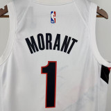 2025-26 Trail Blazers MORANT #1 White Top Quality Hot Pressing NBA Jersey (V领)
