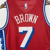2022-23 76ERS BROWN #7 Red Top Quality Hot Pressing NBA Jersey (Trapeze Edition) 飞人版
