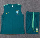 2026-27 Brazil Dark green Tank top and shorts suit #D26083