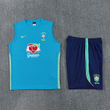 2026-27 Brazil Lake blue Tank top and shorts suit