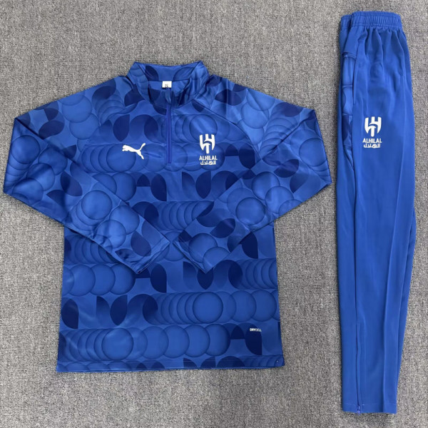 2026-27 Al-Hilal Blue Half Pull Tracksuit (Pants Have Pocket)(半拉链)