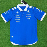 2026 Mercedes Blue Polo Racing Suit (Slim-fit style)有领球员
