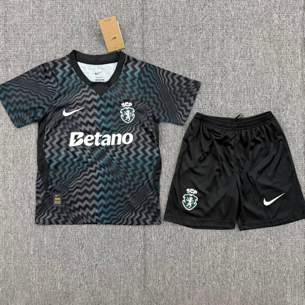 2026-27 Sporting Lisbon Black Goalkeeper Kids Soccer Jersey