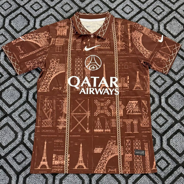 2026-27 PSG Brown Special Edition Fans Training shirts (白广告)