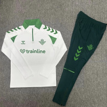 2026-27 Real Betis White Half Pull Tracksuit (Pants Have Pocket)(半拉链)