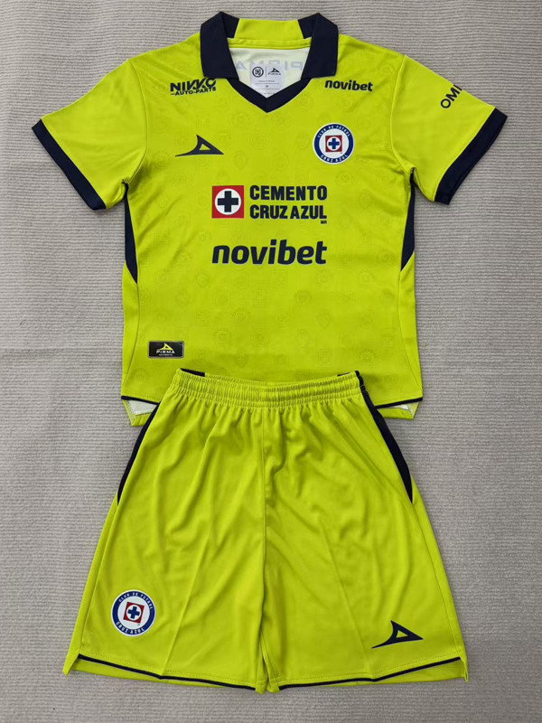 2026-27 Cruz Azul Fluorescent green Goalkeeper Kids Soccer Jersey