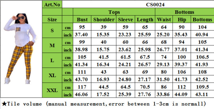 Women's Fall Winter Casual Fashion Slim Classic Plaid Print Pants Set