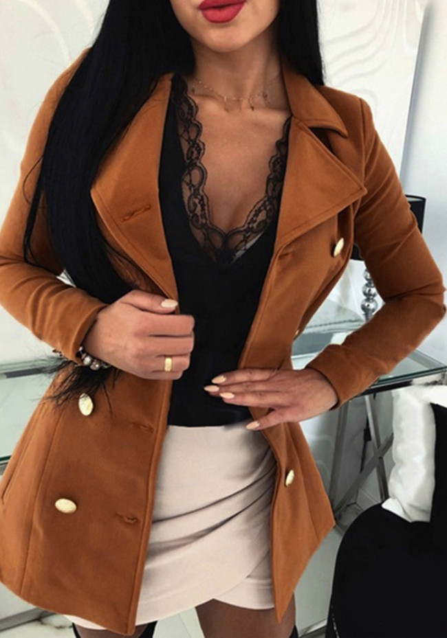 women's autumn winter woolen coat multi-button top