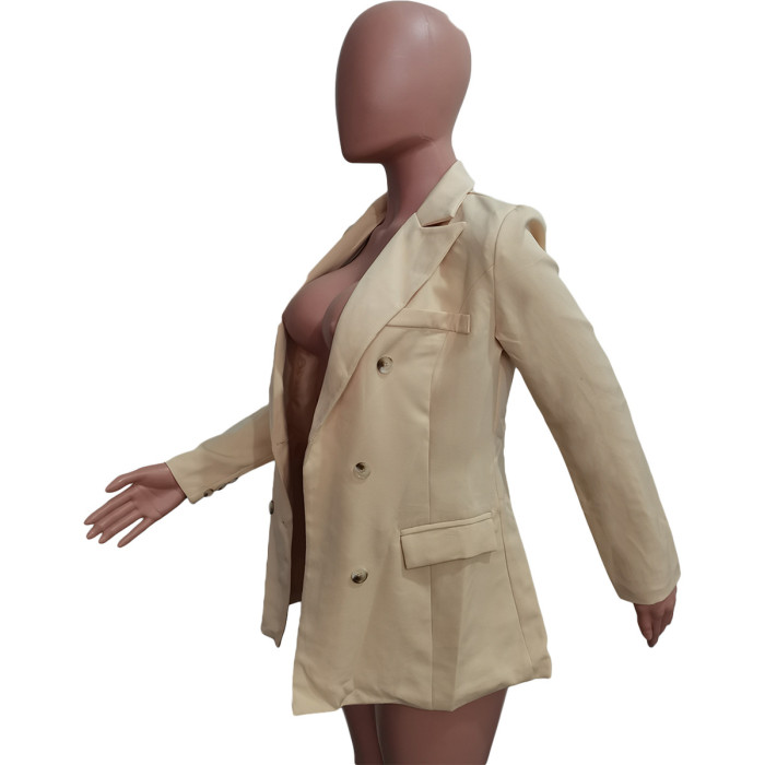 Women Solid Button Blazer