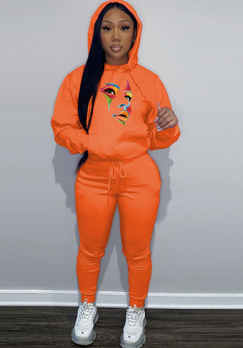 Plus Size Fall Winter Women's Solid Color Casual Two-Piece Hoodies