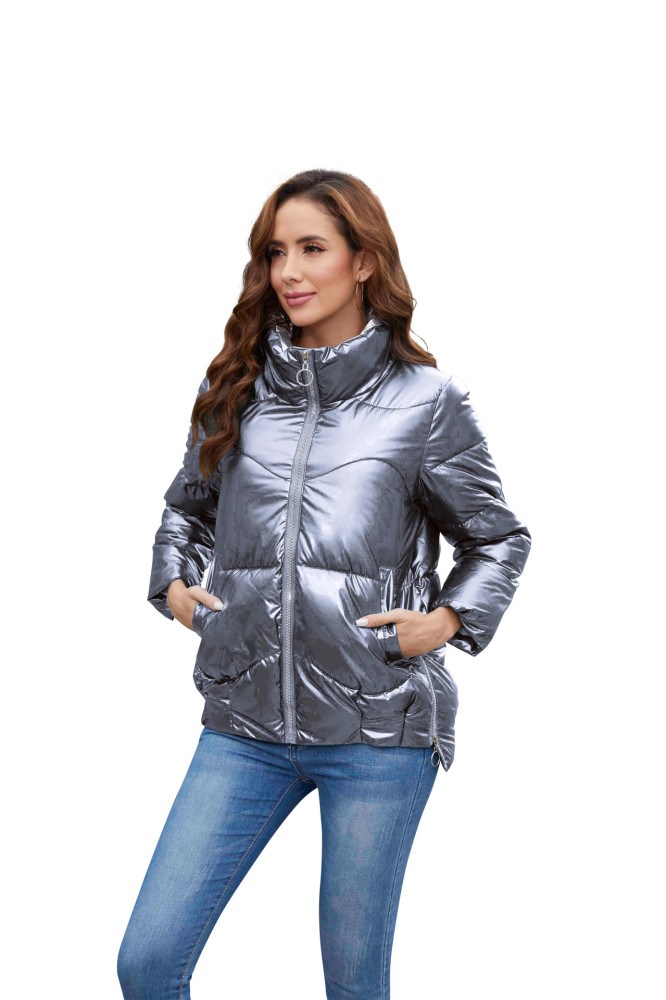 Women Stand Collar Long Sleeve Puff Jacket