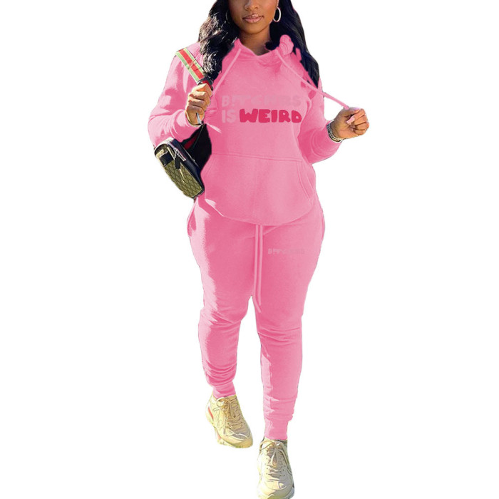 Plus Size Women's Fall/Winter Style Print Character Two-Piece Set