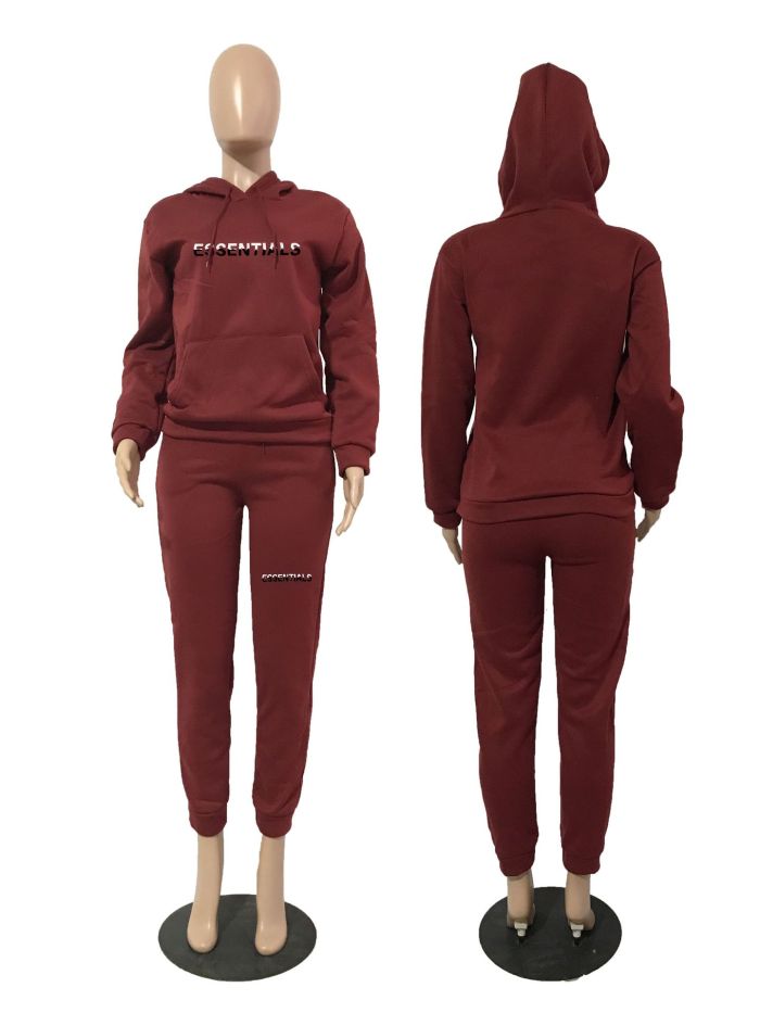 Women's Fleece Hoodies Women's Two Piece Hoodie Casual Print Tracksuit
