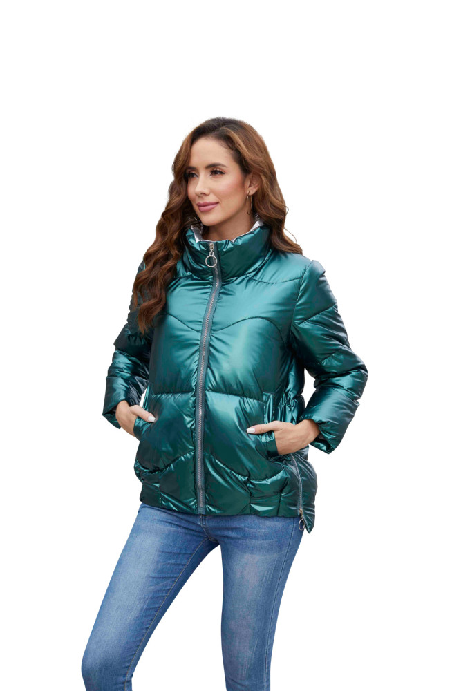 Women Stand Collar Long Sleeve Puff Jacket