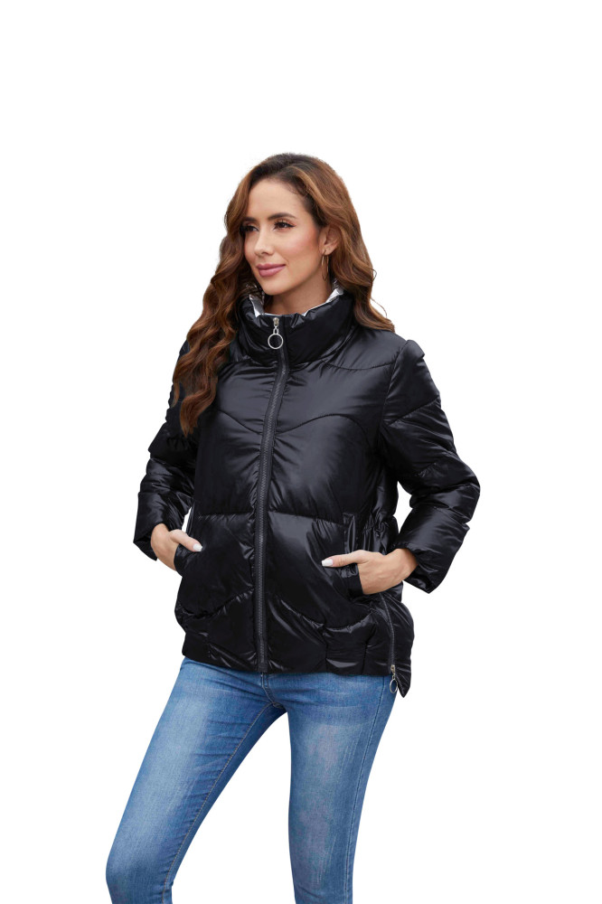 Women Stand Collar Long Sleeve Puff Jacket