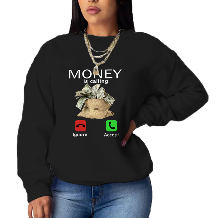 Women's Top Print Hoodie Casual Loose Fit Long Sleeve Hoodies