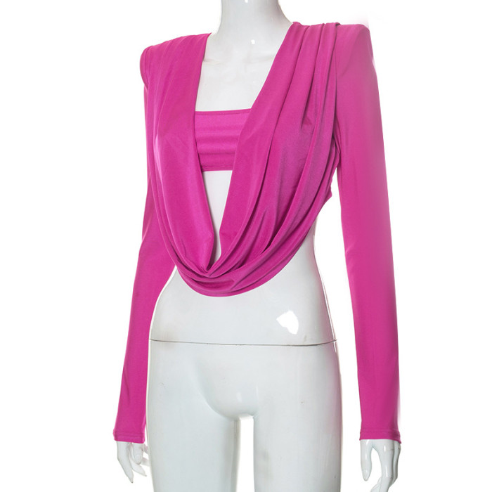 Women Fall Long Sleeve Shoulder Padded Top
