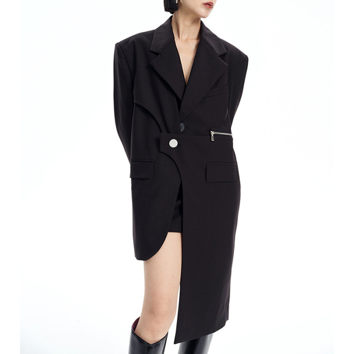 Women's Maxi Top Autumn and Winter Deconstructed Irregular Chic Blazer