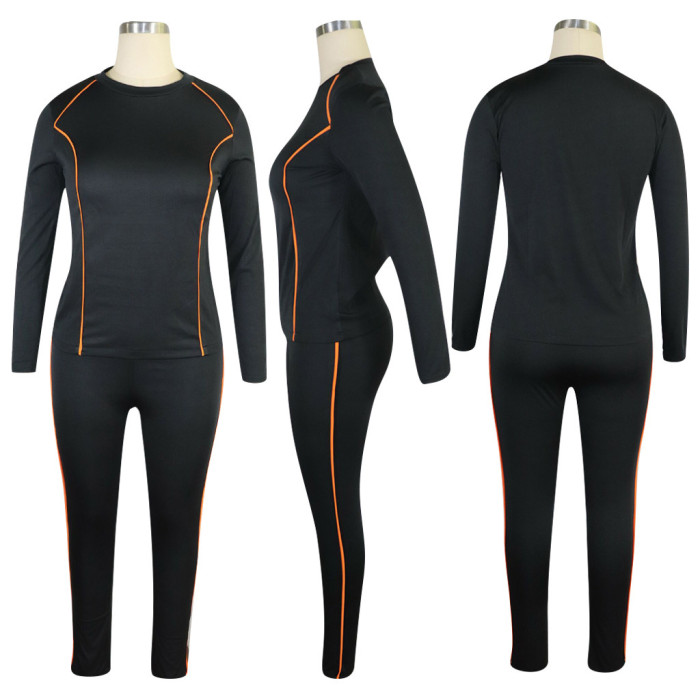 Autumn and Winter Women's Sports Casual Solid Color Long-sleeved Trousers Set Two-Piece Set