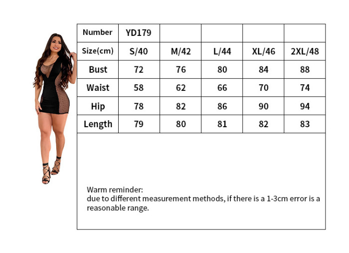 Women Sexy V-Neck See-Through Beaded Mesh Dress