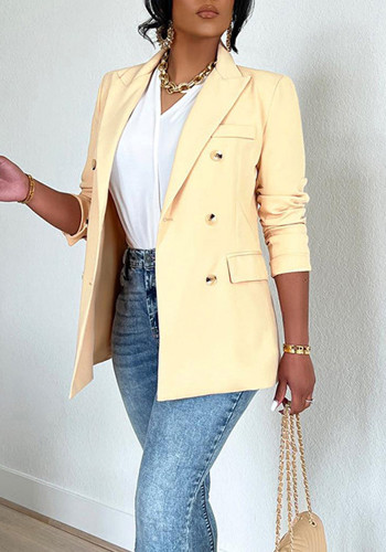 Women Solid Button Blazer