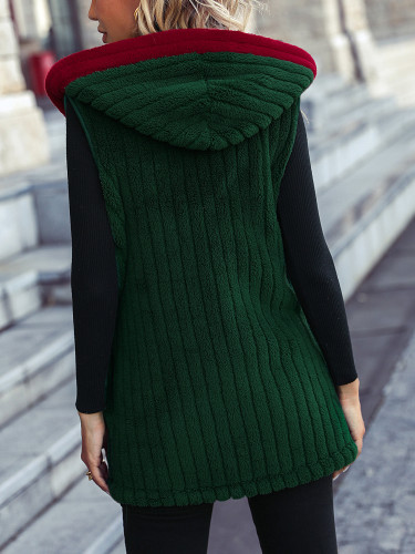 Women Casual Hooded Sleeveless Jacket