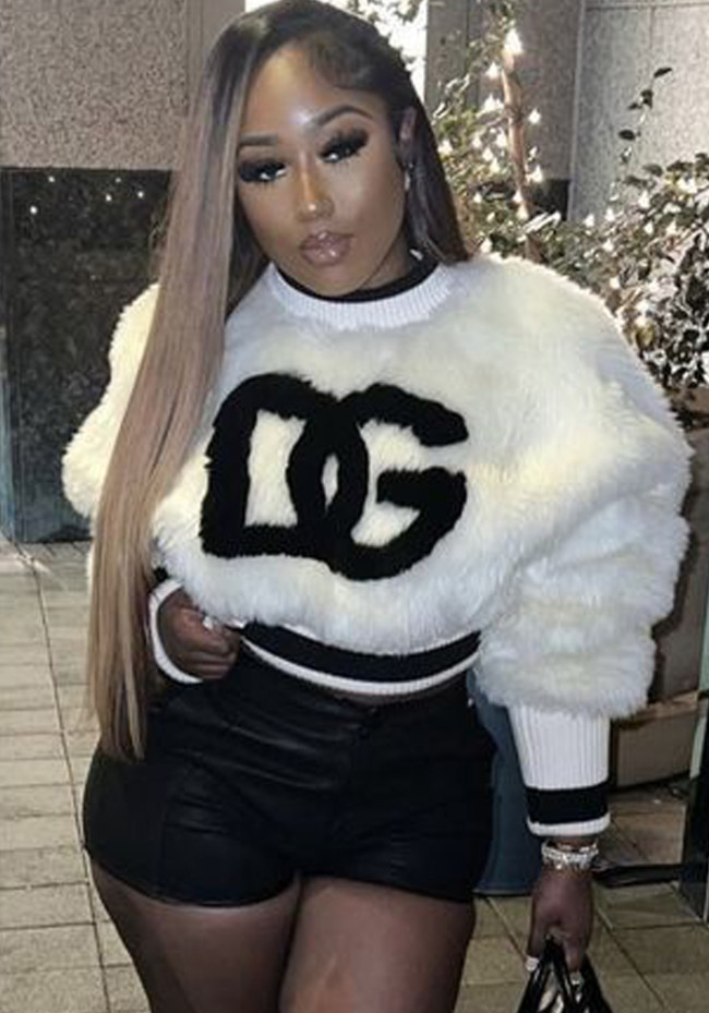 Women Winter Berber Fleece Crew Neck Long Sleeve Top