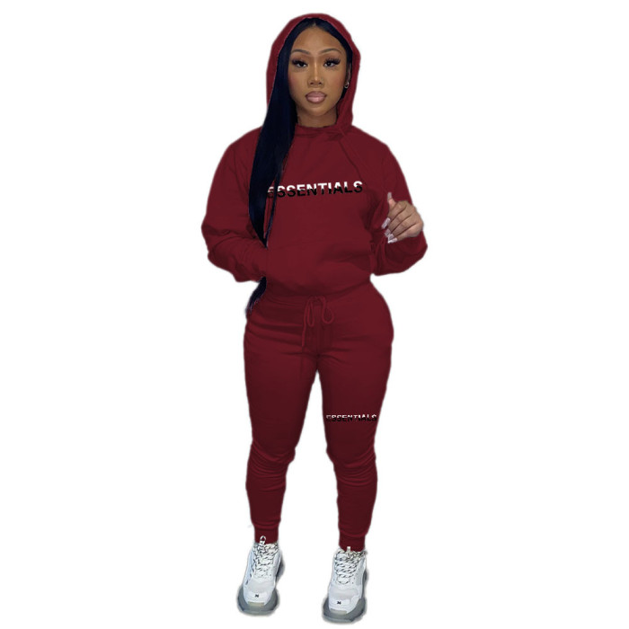 Women's Fleece Hoodies Women's Two Piece Hoodie Casual Print Tracksuit