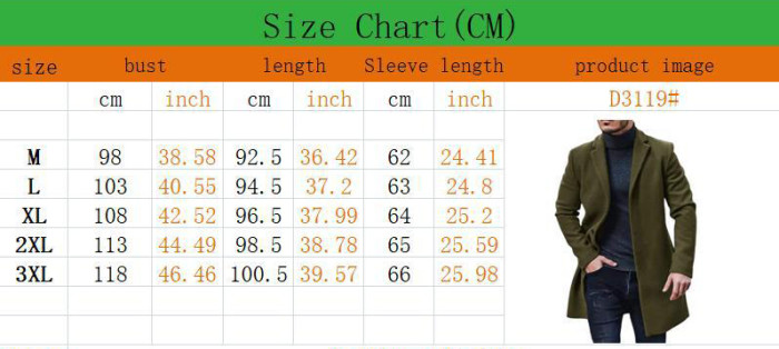 men's woolen coat trench coat