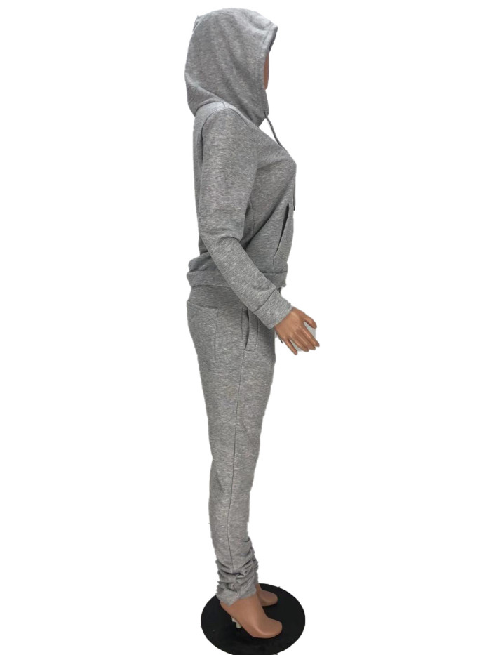 Women's Zipper Letter Essentials Solid Hoodies