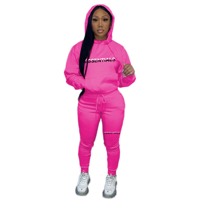 Women's Fleece Hoodies Women's Two Piece Hoodie Casual Print Tracksuit