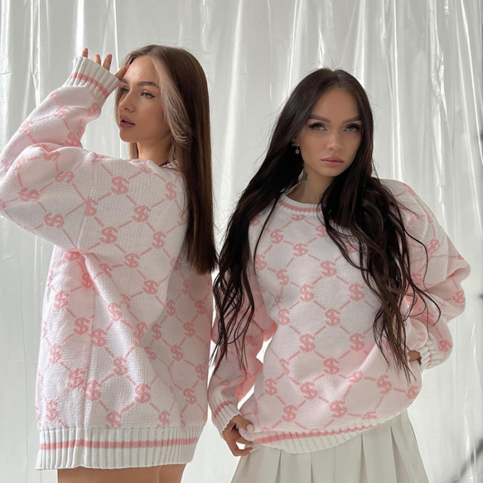 WomenCasual Round Neck Print Sweater