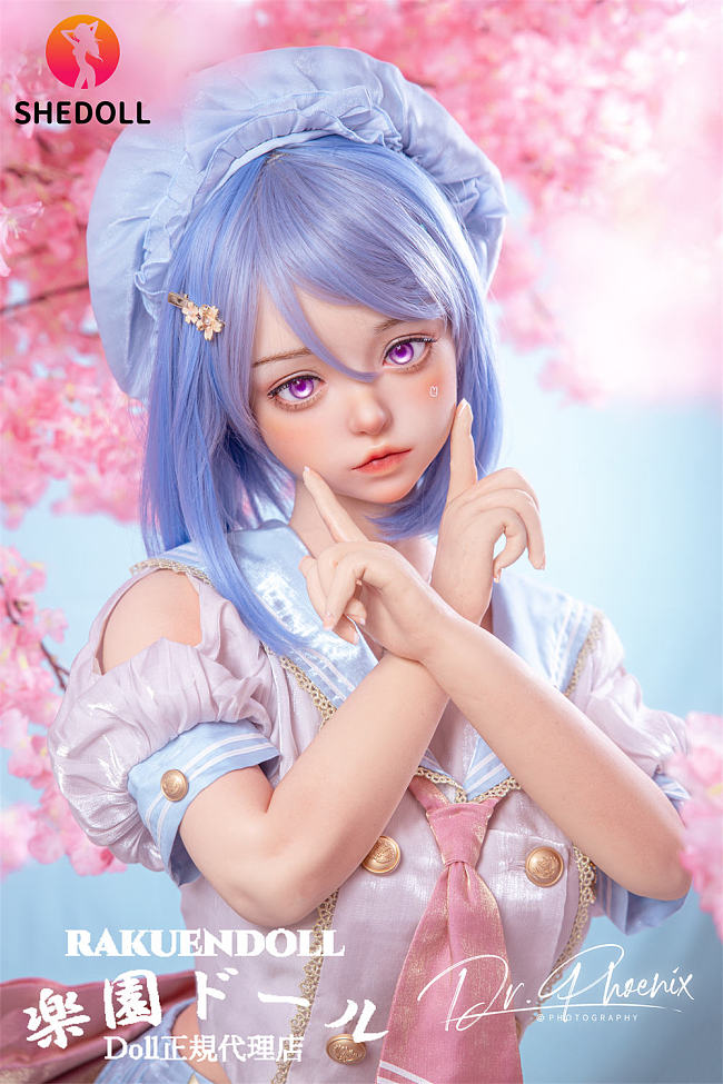 SHEdoll 朵朵（duoduo）水兵セーラー服の可愛いダッチワイフ 148cm Dカップ 紫瞳×青髪 宣材写真はフルシリコン製美少女人形 低身長ラブドール