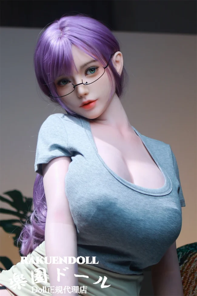 LACE DOLL 暮雪（muxue）②メイク 163cm Hカップ ダッチワイフ 紫髪×黒縁メガネの乙女系人形 宣材写真のはシリコンボディ