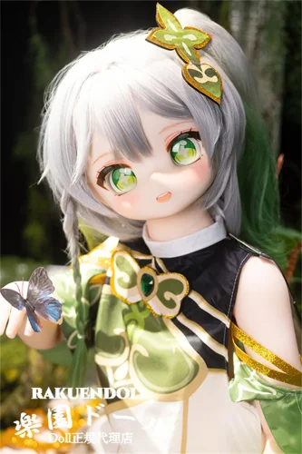 JSLDOLL 130cm 小草神ヘッド 笑顔ラブドール 銀髪 清楚 ドール ビニール製頭部 TPE製ボディ 肌色＆眼球色＆メイク＆ウィッグ＆衣装は宣材写真と同じ