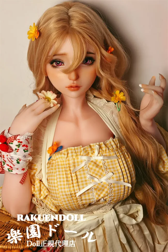 Elsa Babe HB050 香澄悠里ヘッド 144cm アニメ顔 リアル ドール 花飾りを付けた金髪美少女ドール 宣材写真はシリコンボディ