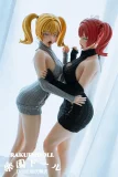 赤髪と金髪のツインテールが印象的な双子風ダッチワイフ