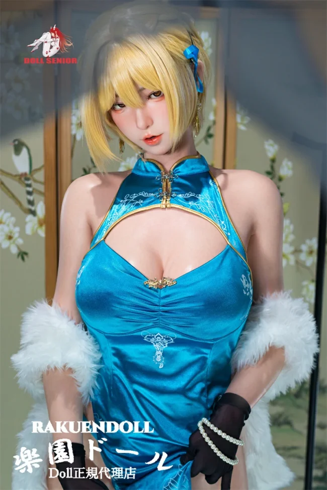 Doll Senior #29水尺葵Aoiヘッド 160cm Dカップ 青チャイナ等身大リアルドール 宣材写真のはROS機能付き シリコン製ダッチワイフ