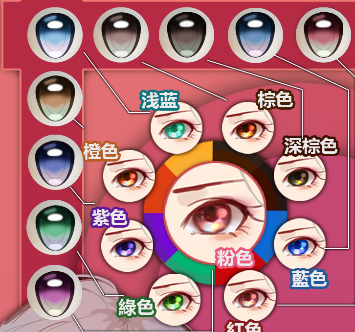 ElsaBabe アニメ顔ラブドール AHR029ヘッド 眼球カラー一覧