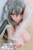 sex doll 灰色ロングヘアの花嫁系アニメドール 全身 ウェディングドレス姿