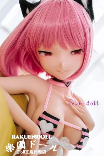 Yearndoll LZ02ヘッド 135cm Dカップ アニメ顔ラブドール 黒猫ヘアアクセ ピンクの短髪ドール シリコン製人形
