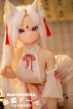 リアルドール 白髪ロング 狐耳ヘッドドレスのアニメドール 和風チャイナ服スタイル