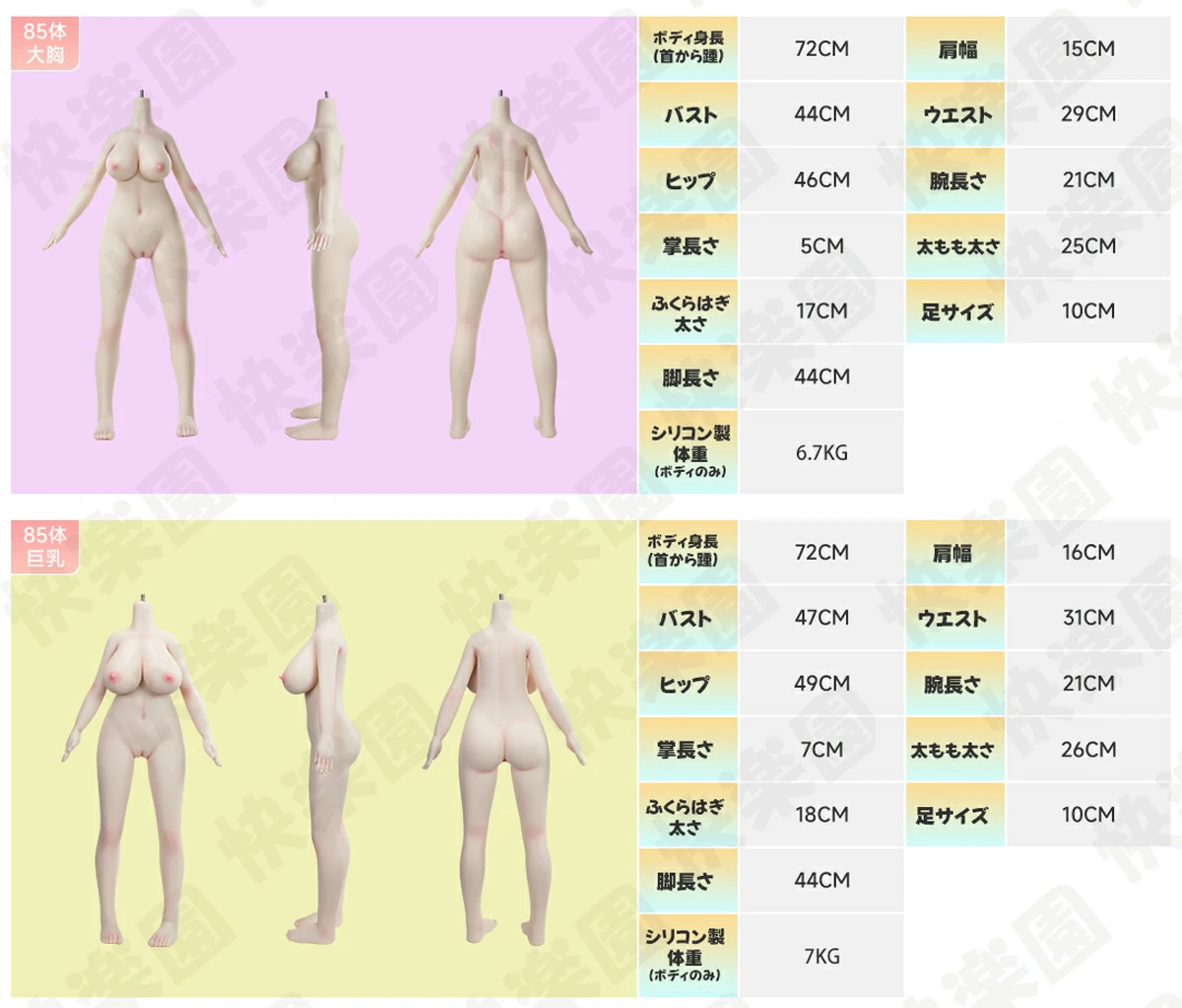 85cm MW Girl(魔物姫)  ボディ 三面図2