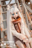 R01ヘッド 141cm Cカップ  ふわふわ猫耳 白虎少女 シリコンヘッド+TPE製ボディ アニメ風ラブドール
