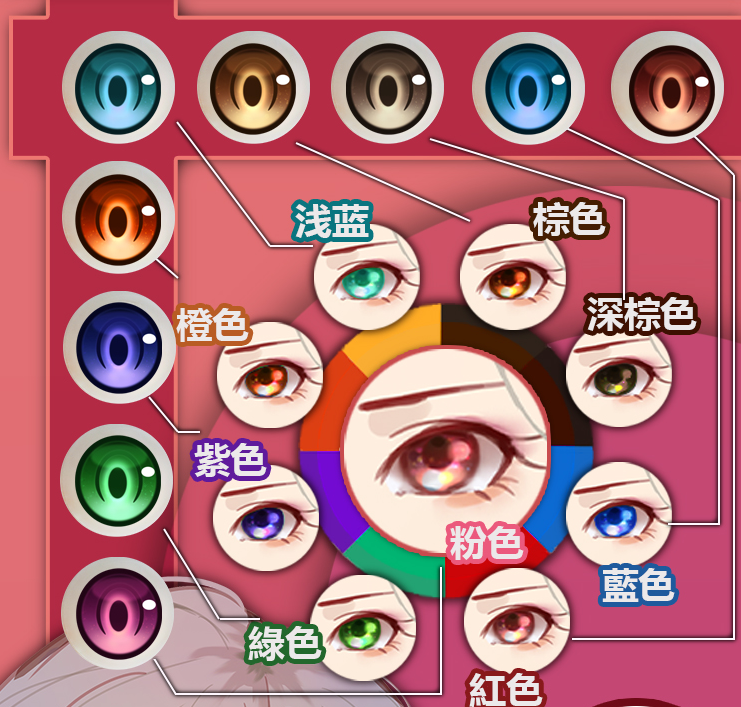 アニメ顔ダッチワイフ ElsaBabe RAD013ヘッドの眼球カラー一覧