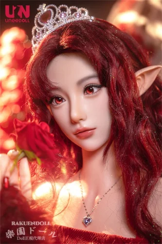 Uneedoll 朧月ヘッド①メイク 158cm Eカップ 深紅のロングヘアの姫君 リアルドール リアル皮膚付きボディ 宣材写真はカスタマイズ眼球 フルシリコン製