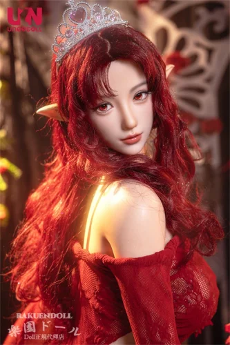 Uneedoll 朧月ヘッド①メイク 158cm Eカップ 深紅のロングヘアの姫君 リアルドール リアル皮膚付きボディ 宣材写真はカスタマイズ眼球 フルシリコン製
