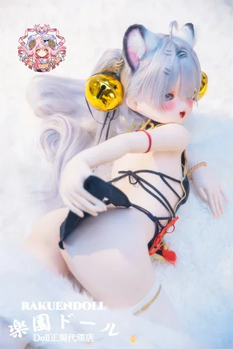 【一体限り！再入荷なし！】羊角社Croissant Doll 白虎ヘッド 141cm AAカップ 銀髪猫耳 高級フラブドール 宣材写真のは手描きメイク ビニール製ヘッド+シリコン製ボディ 宣材写真の服＆ウィッグが付属